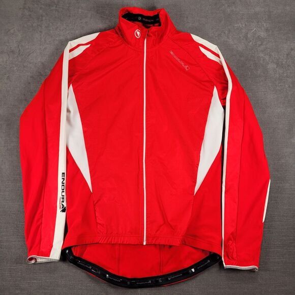 Endura FS260 Pro‎ Cycling Full Zip Jacket Red White Size Large - Picture 1 of 15